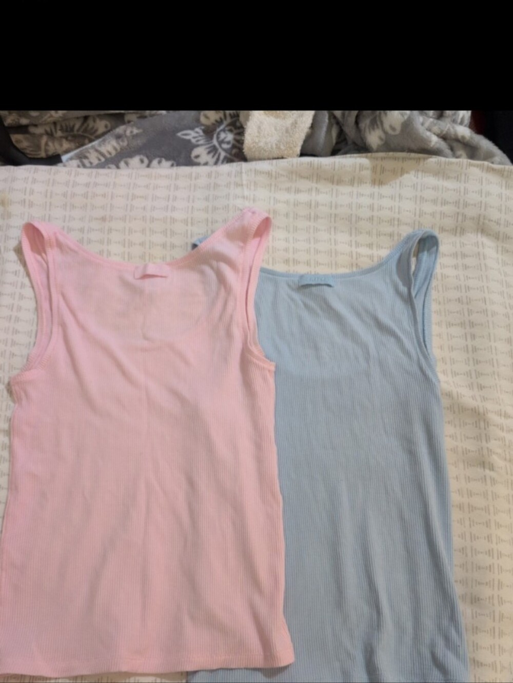 Skims Ribbed Scoop Tank Top - Pink And Blue 2 Pack